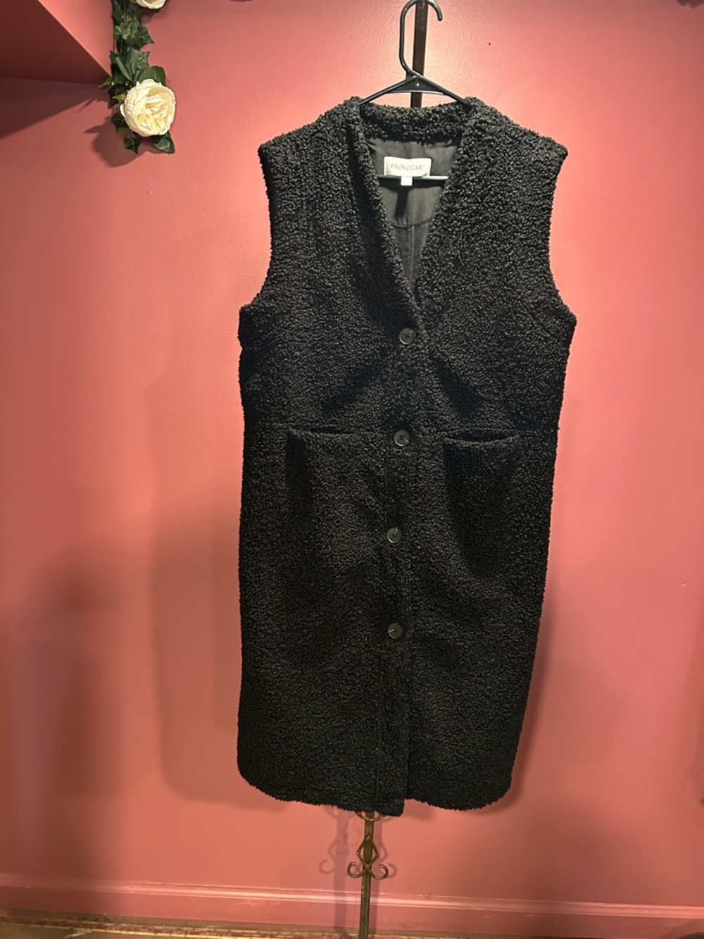 Prologue Black Sherpa Button-Front Vest